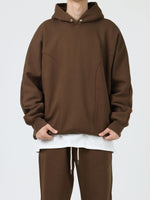 Fleece Plus Velvet Stitching Button Hooded Sweater