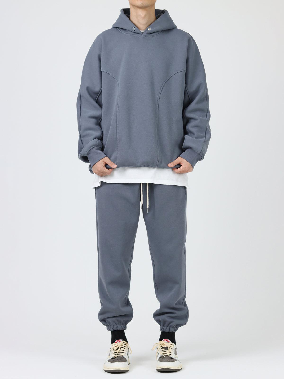 Fleece Plus Velvet Stitching Button Hooded Sweater