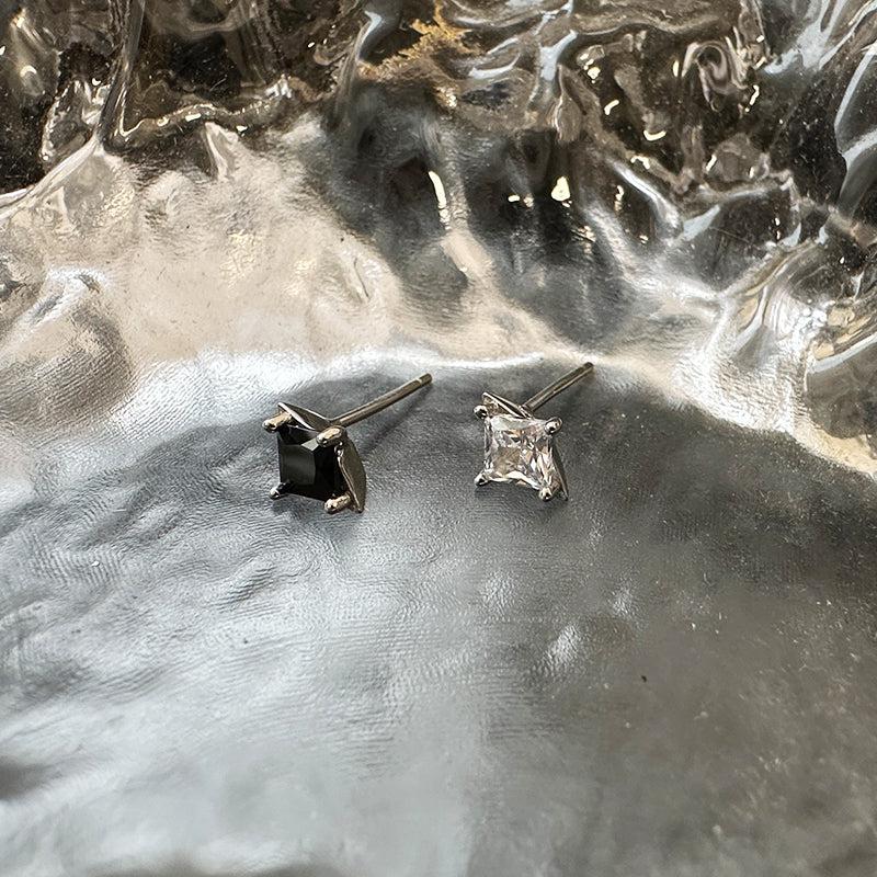 Four Pointed Star Zircon Stud Earrings