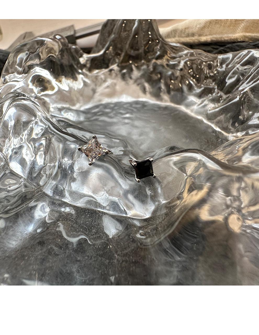 Four Pointed Star Zircon Stud Earrings