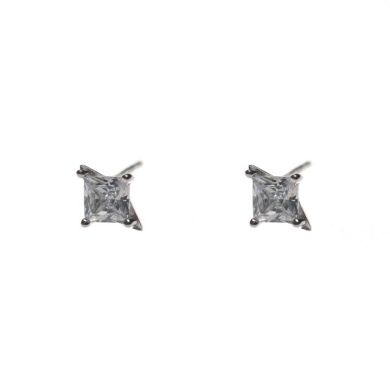Four Pointed Star Zircon Stud Earrings