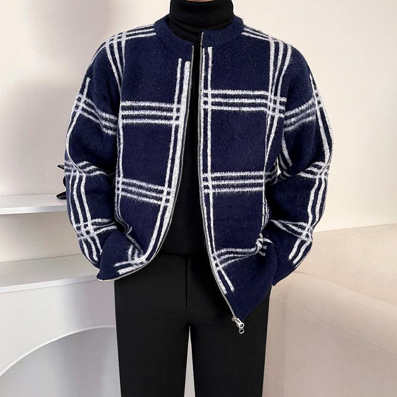 Full Zip Round Neck Knit Cardigan