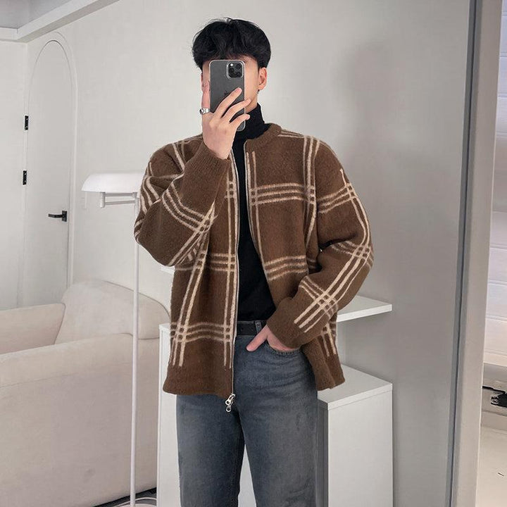 Full Zip Round Neck Knit Cardigan