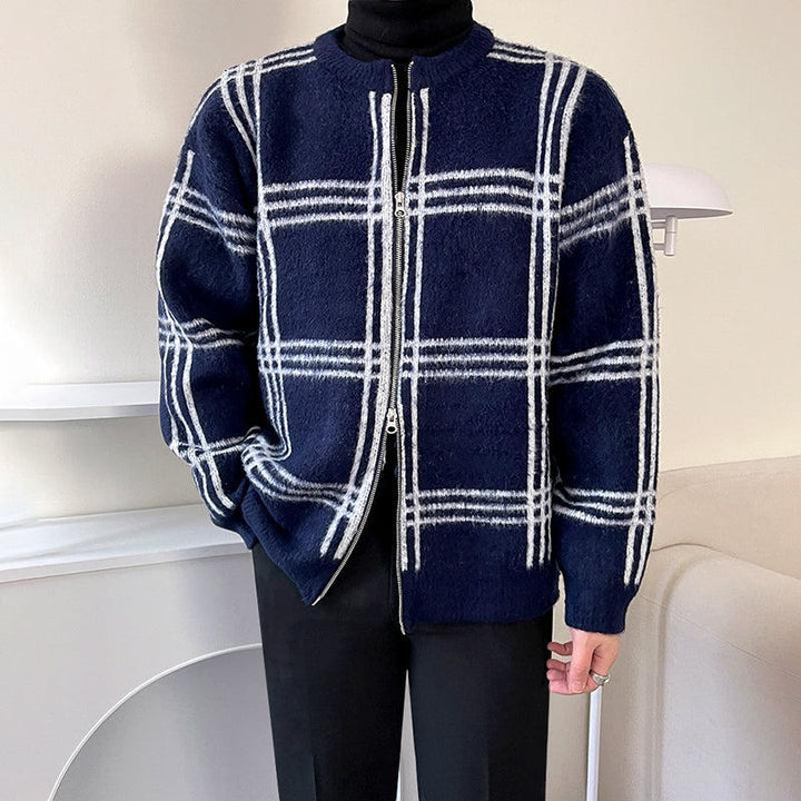 Full Zip Round Neck Knit Cardigan