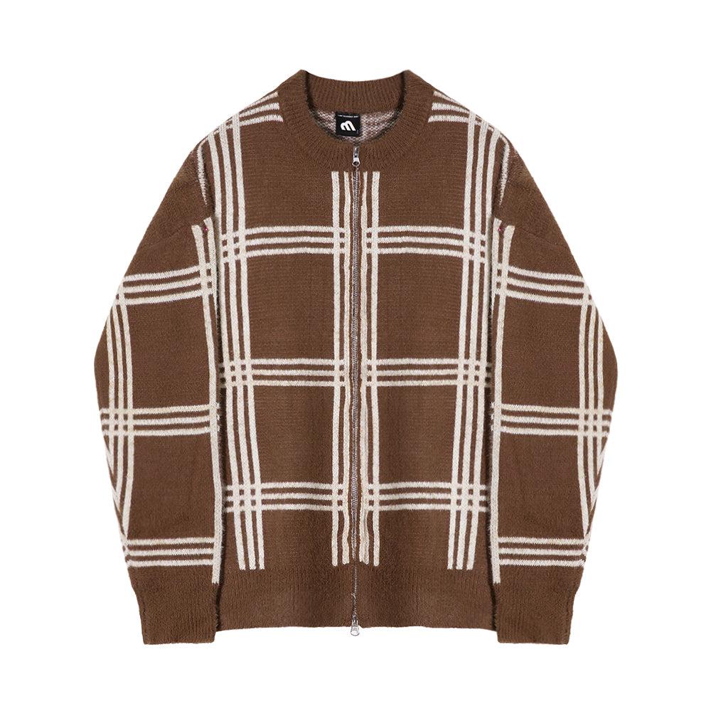 Full Zip Round Neck Knit Cardigan