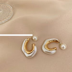 Geometric U-Shaped Pearl Earrings