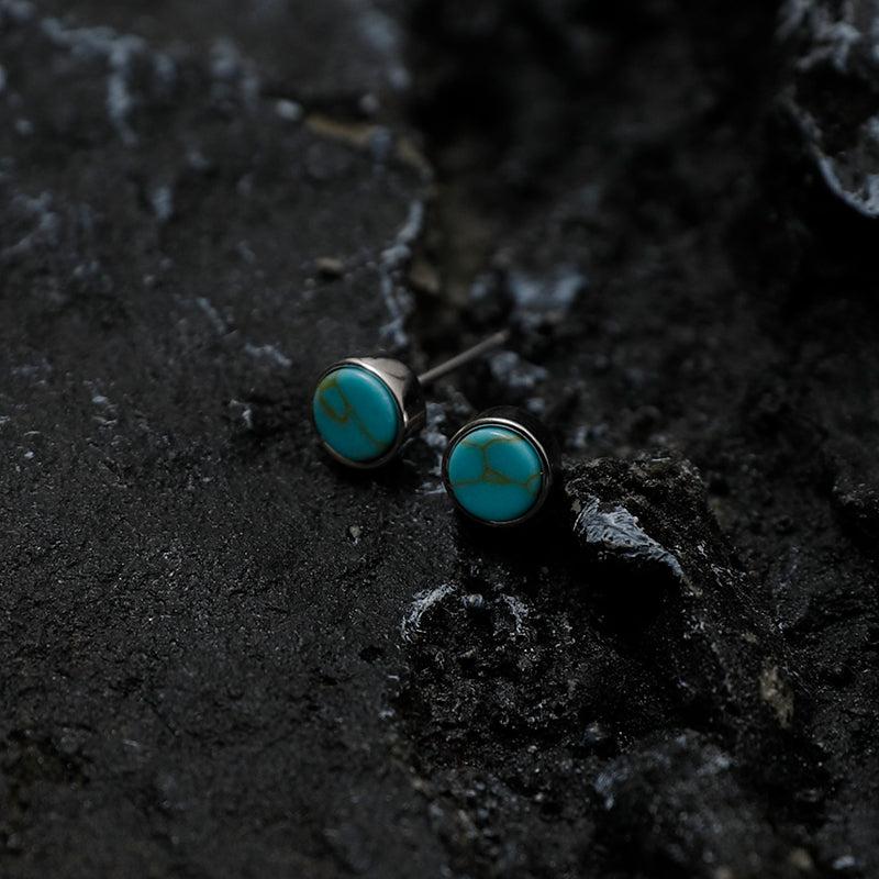 Green Round Stud Earrings