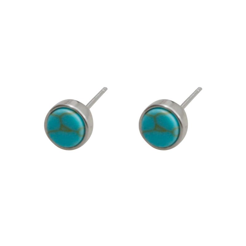 Green Round Stud Earrings