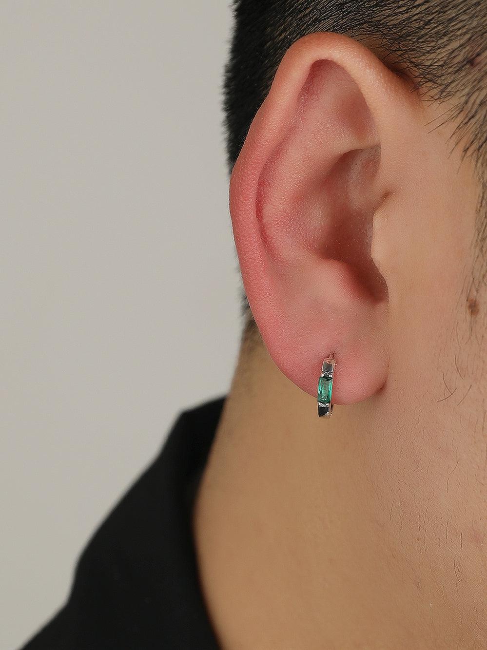 Green Zircon Hoop Earrings