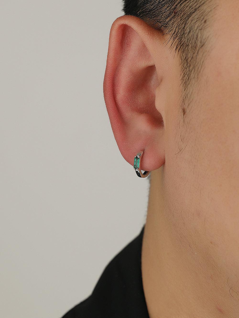 Green Zircon Hoop Earrings