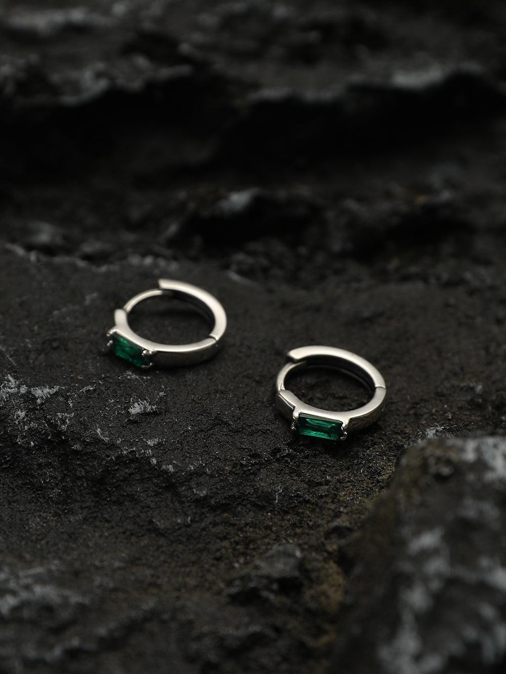 Green Zircon Hoop Earrings