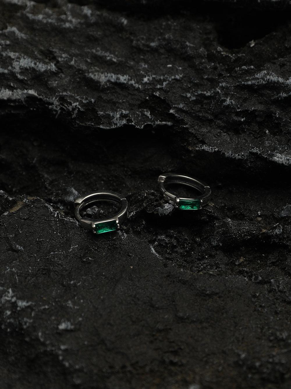 Green Zircon Hoop Earrings