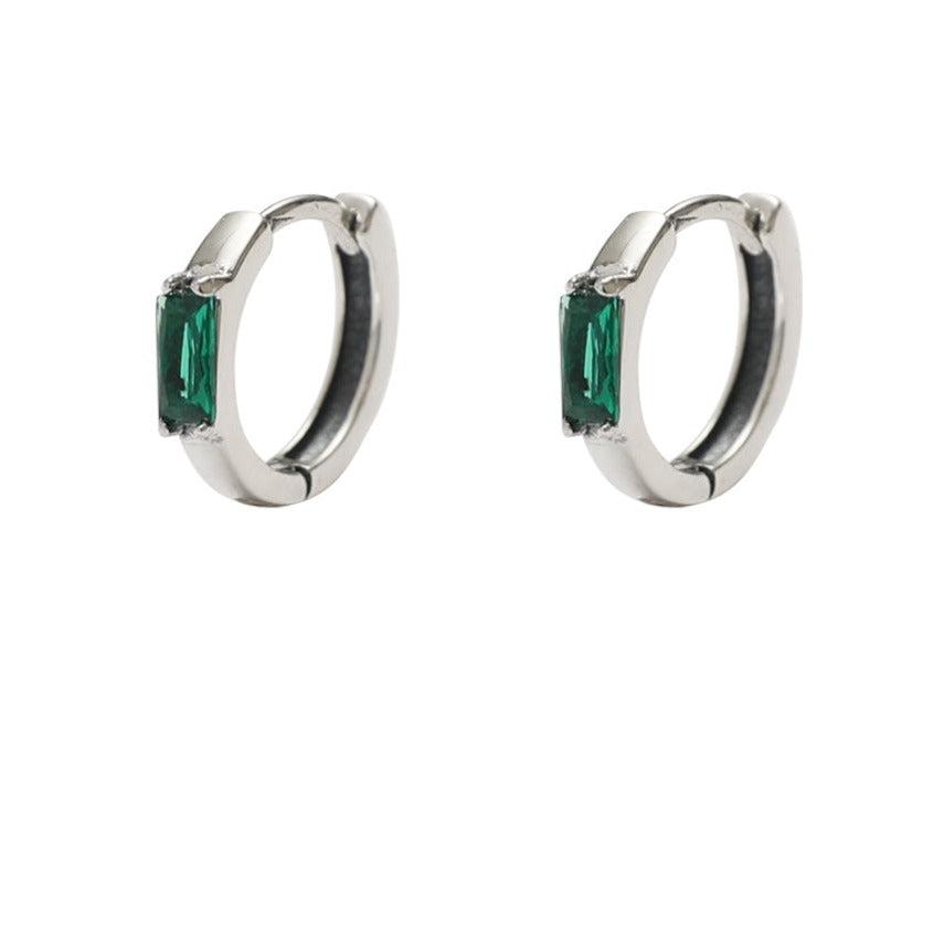 Green Zircon Hoop Earrings
