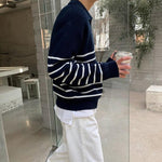 Half-Zip Striped Polo Shirt