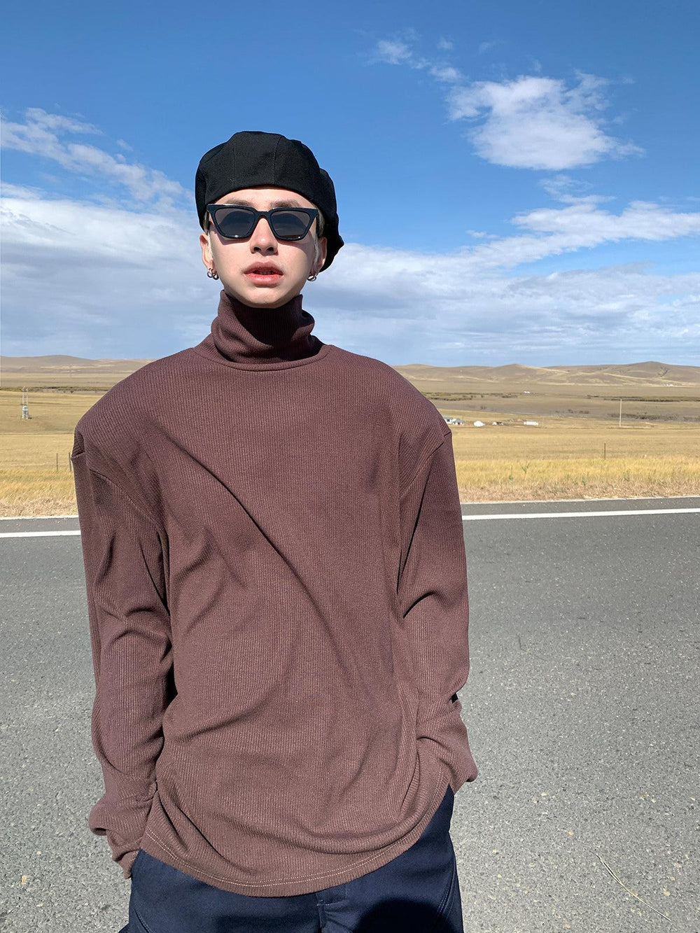 High-Neck Knitted Bottoming Shirt