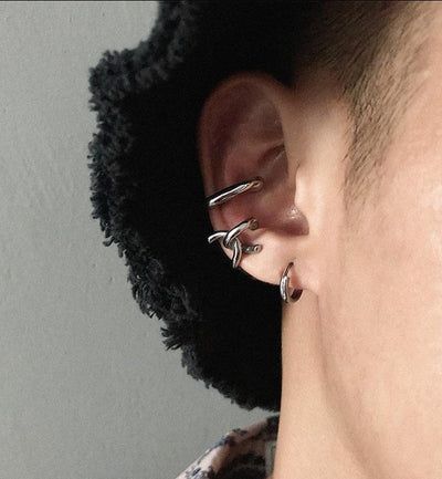Punk Chain Kpop Idol Earring.mens Small Hoop Earrings-multi Chain-vertical  Bar-stainless Steel Men Earrings-bts Jimin Earrings. - Etsy Norway