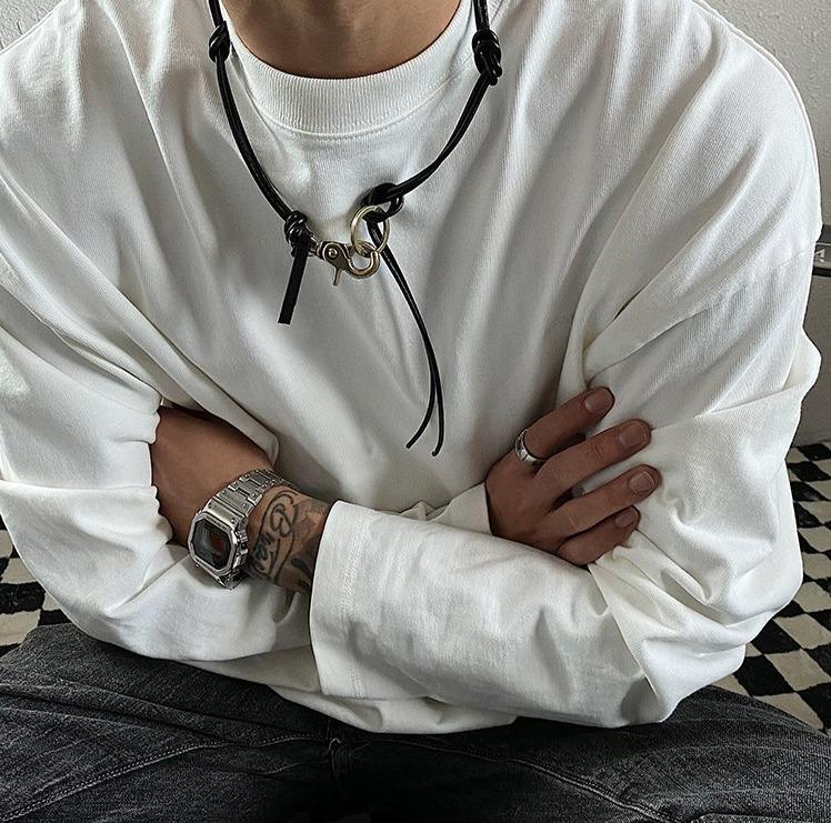 Keychain Stitching Pu Leather Necklace