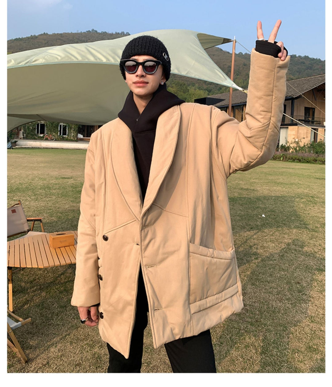 Khaki Mid Length Down Jacket