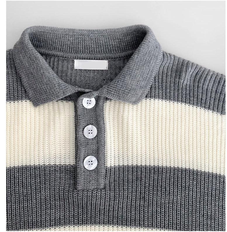 Knitted Striped Polo Shirt