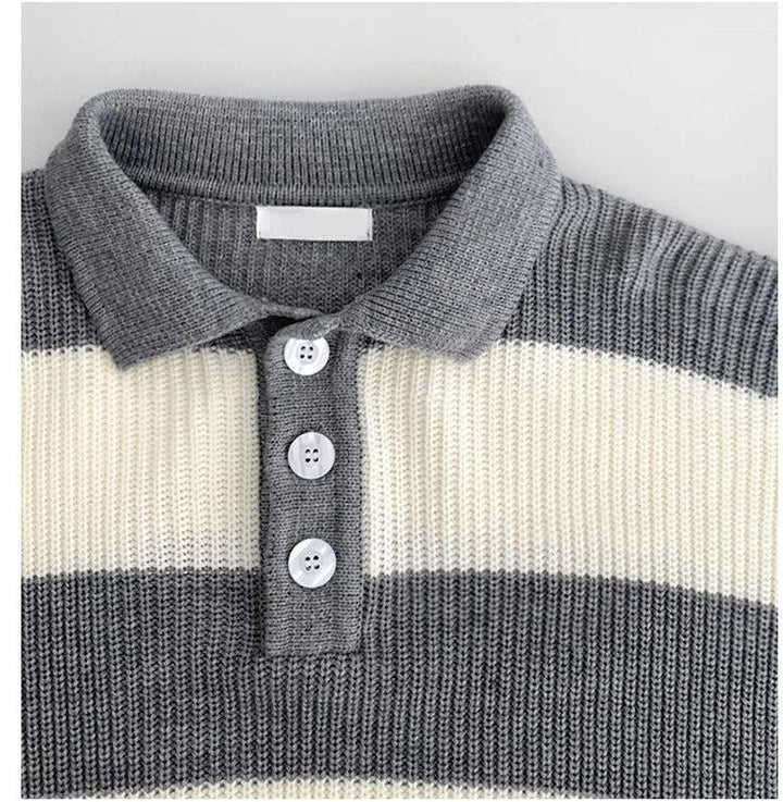 Knitted Striped Polo Shirt