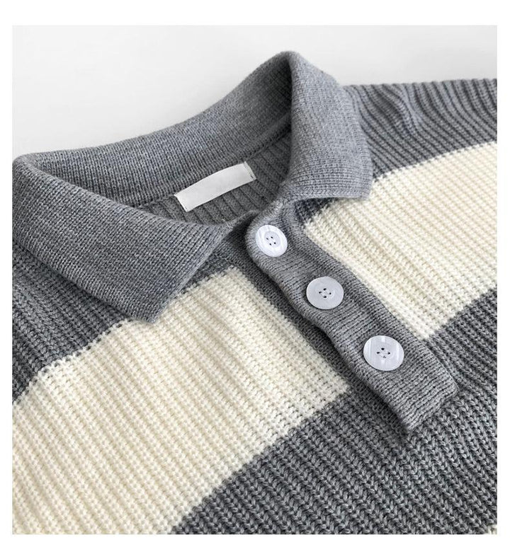 Knitted Striped Polo Shirt