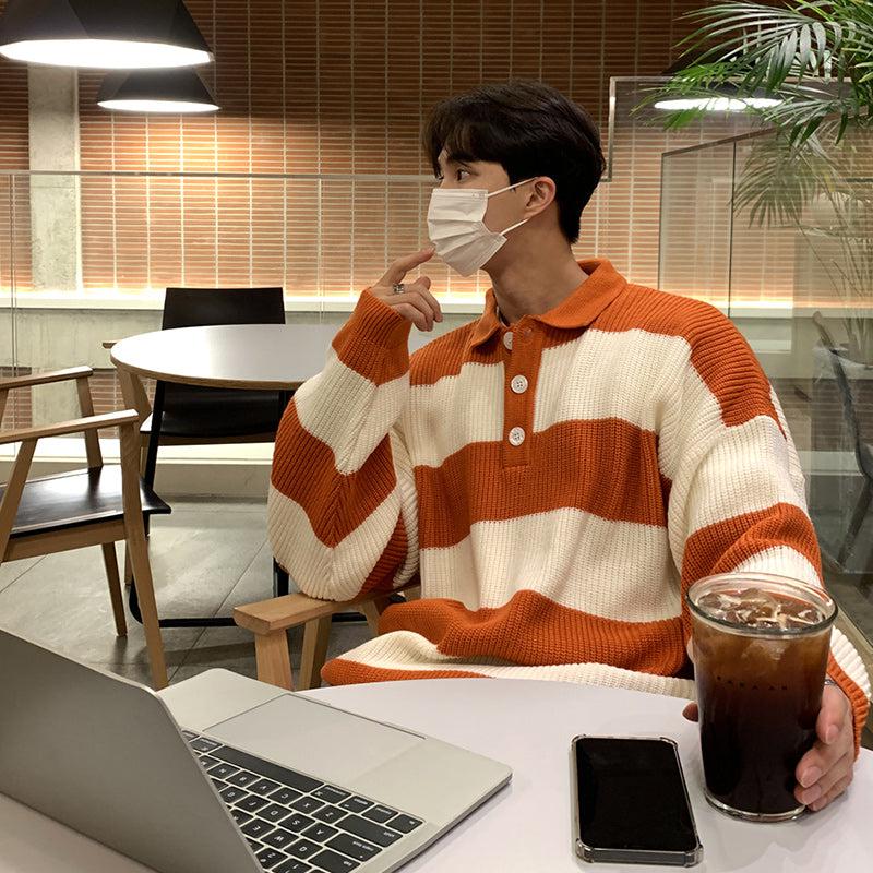 Knitted Striped Polo Shirt