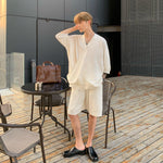 Knitted V-Neck Top & Shorts