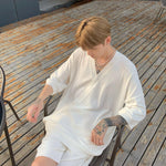 Knitted V-Neck Top & Shorts