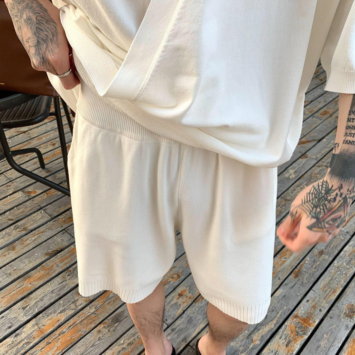 Knitted V-Neck Top & Shorts