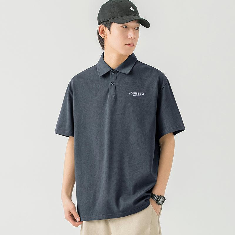 Lapel Cotton Polo Letter T-Shirt