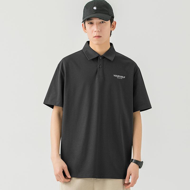 Lapel Cotton Polo Letter T-Shirt