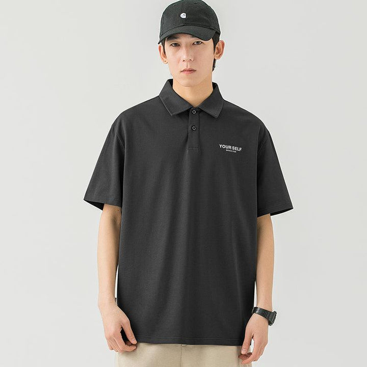 Lapel Cotton Polo Letter T-Shirt