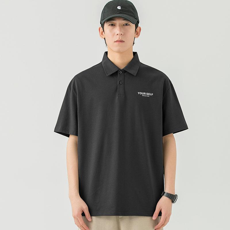 Lapel Cotton Polo Letter T-Shirt