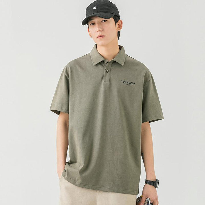 Lapel Cotton Polo Letter T-Shirt