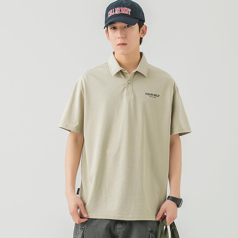 Lapel Cotton Polo Letter T-Shirt