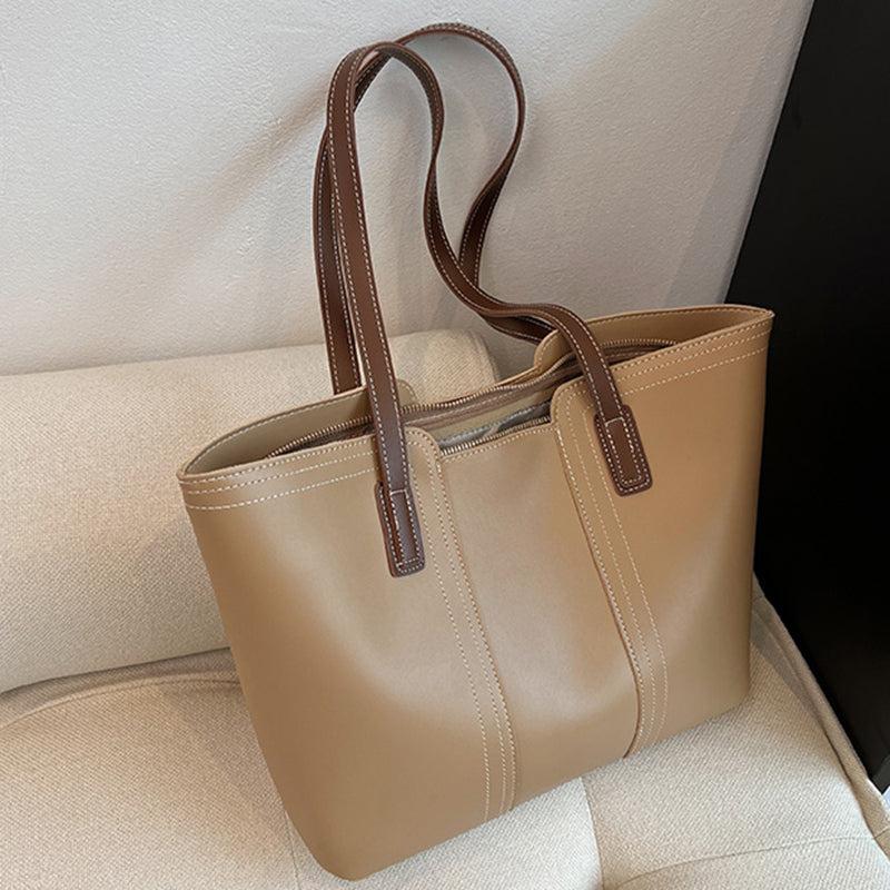 Large-Capacity Faux Leather Tote