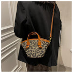 Leopard Print Crossbody Bucket Bag