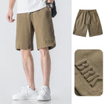 Letter Embroidery Drawstring Waist Shorts
