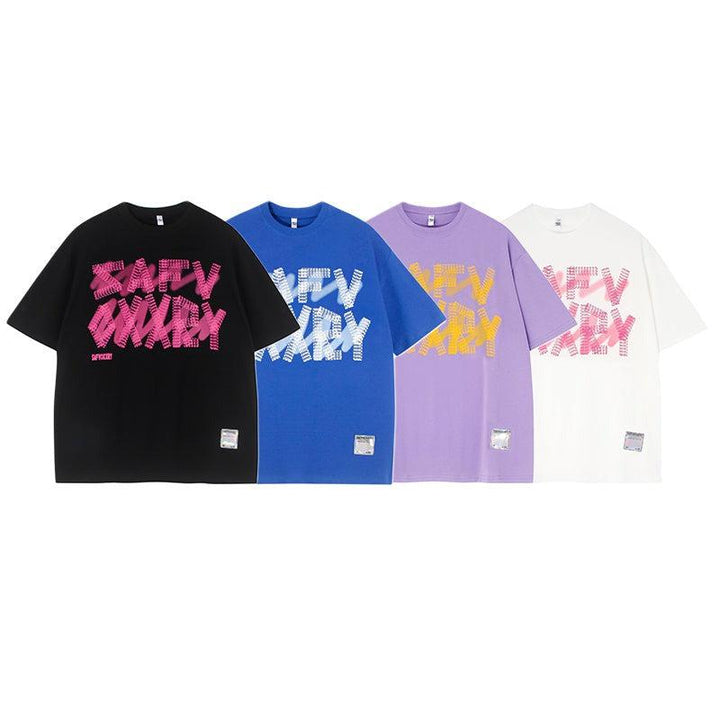 Letter Printing Round Neck T-shirt