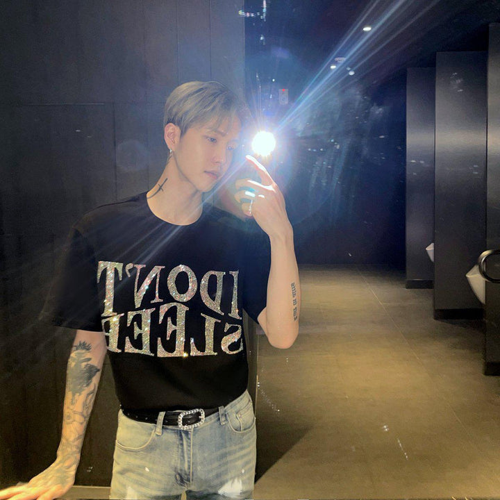 Letters Rhinestone T-Shirt