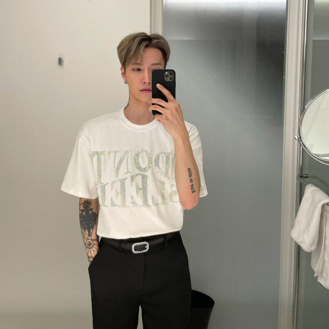 Letters Rhinestone T-Shirt