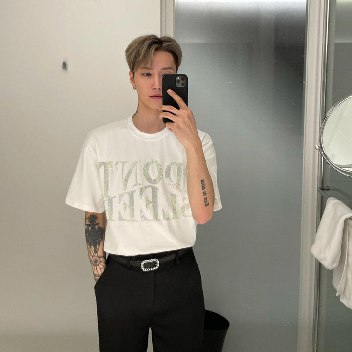 Letters Rhinestone T-Shirt
