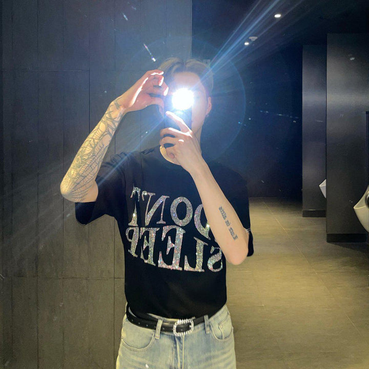 Letters Rhinestone T-Shirt