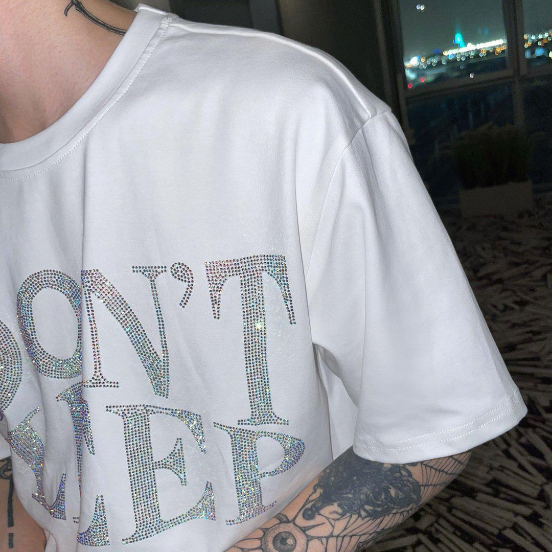 Letters Rhinestone T-Shirt