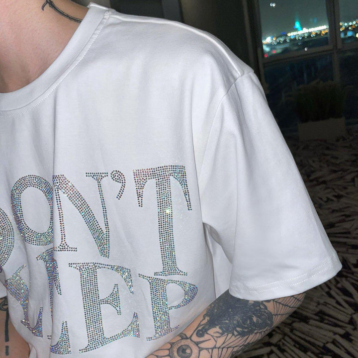 Letters Rhinestone T-Shirt