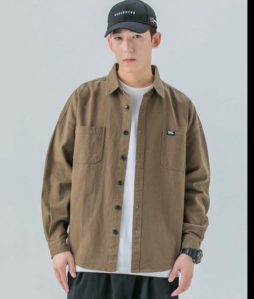 Long-sleeved Cotton Lapel Shirt