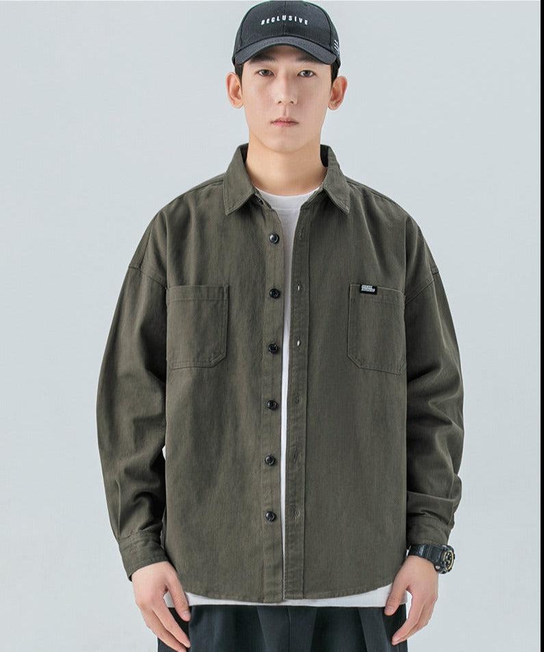 Long-sleeved Cotton Lapel Shirt