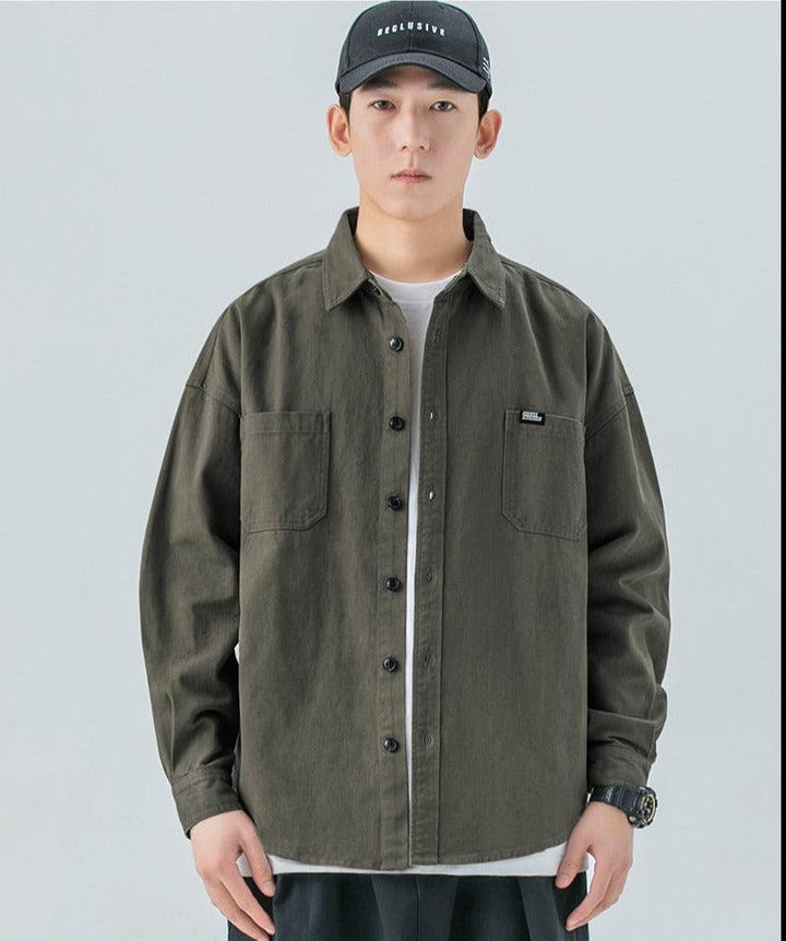 Long-sleeved Cotton Lapel Shirt