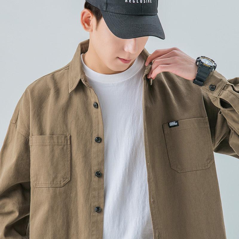 Long-sleeved Cotton Lapel Shirt