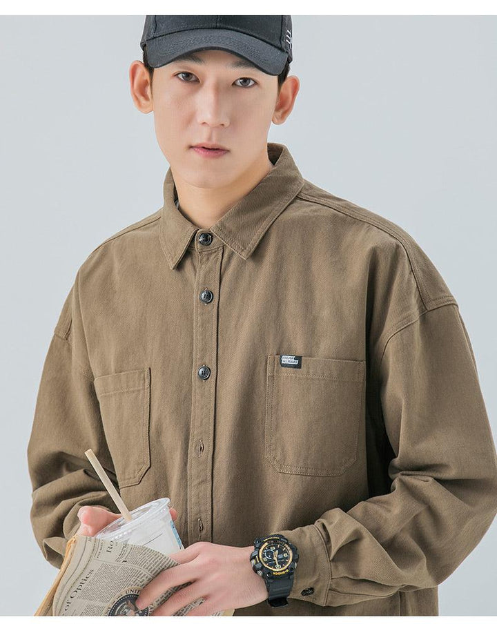 Long-sleeved Cotton Lapel Shirt